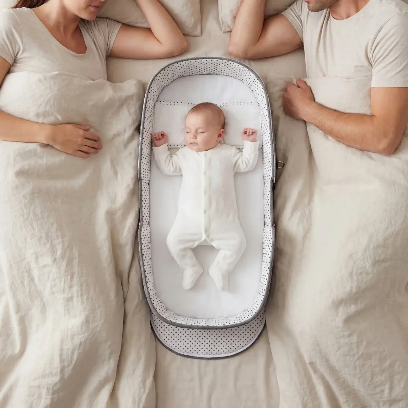 Amari Baby Nest set up outdoors with sun canopy deployed