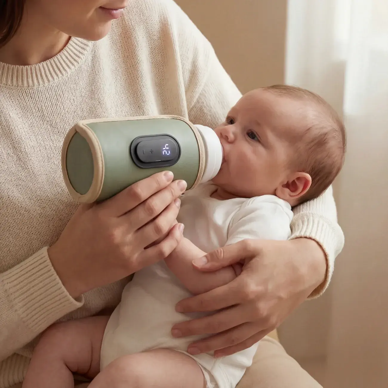 Amari Bottle Warmer being used on the go